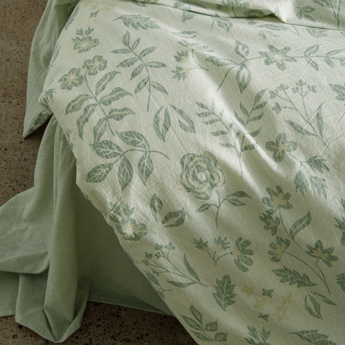 91家纺网 家纺一手货源 找家纺 羚羊语家纺 2025新款A类棉麻高支密原生棉花亚麻四件套复古色织数码印花文艺风绉绉汉麻亚麻自 手写信