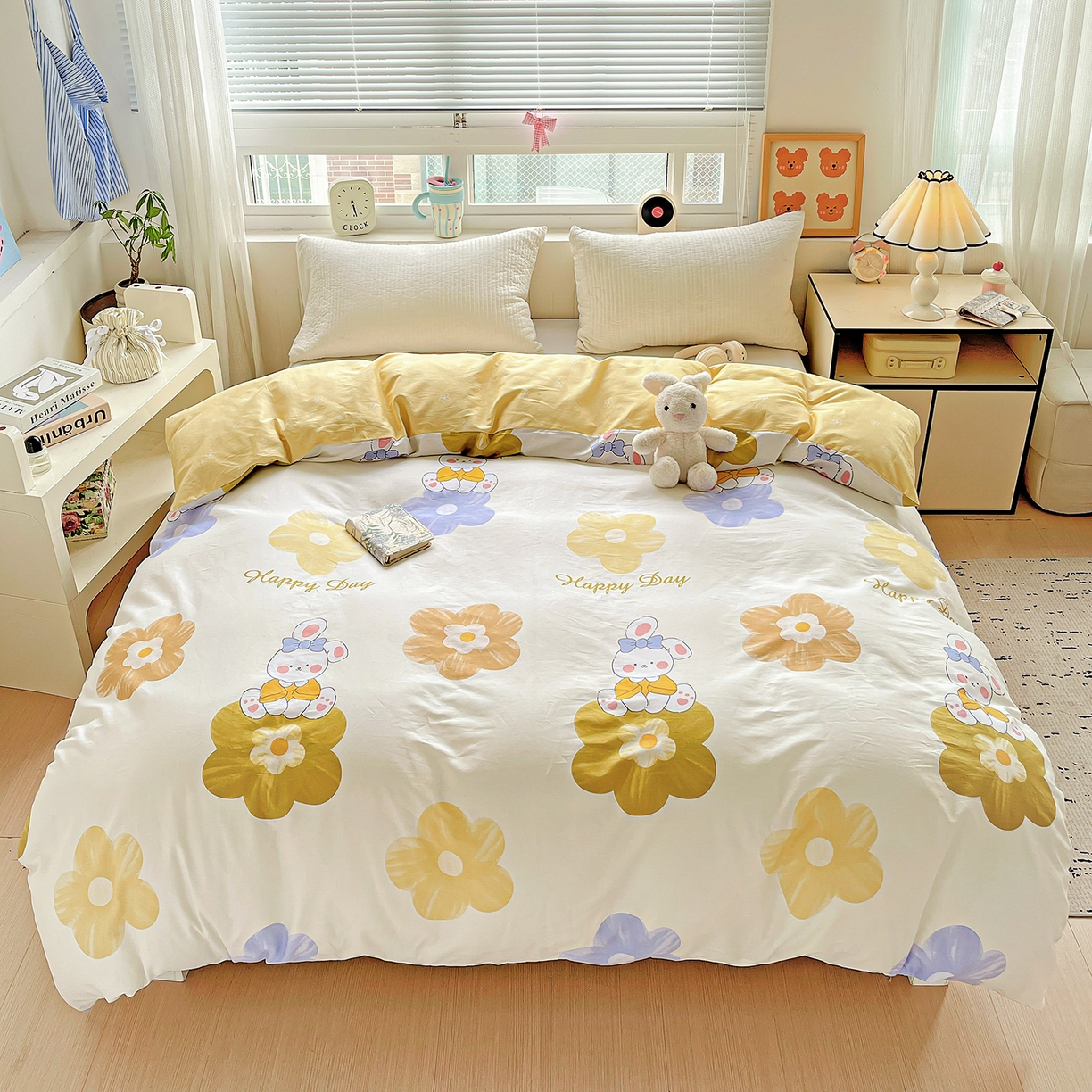 91家纺网 家纺一手货源 找家纺 恩泽家纺 2025新款加厚全棉纯棉印花系列被套单件-单被套 小兔花