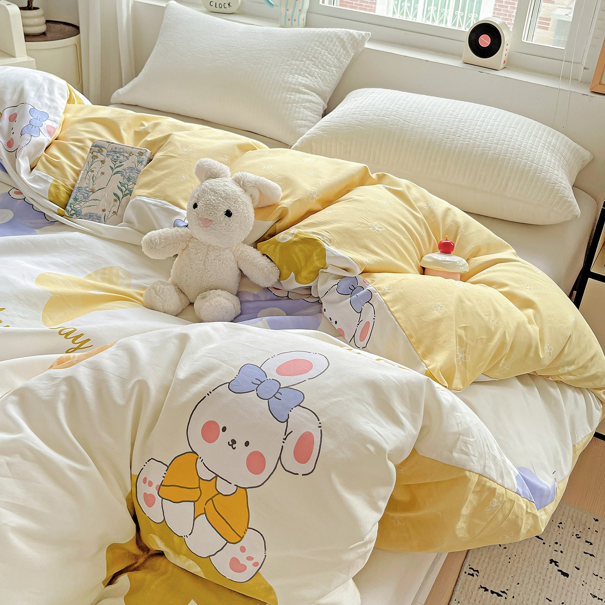 91家纺网 家纺一手货源 找家纺 恩泽家纺 2025新款加厚全棉纯棉印花系列被套单件-单被套 小兔花