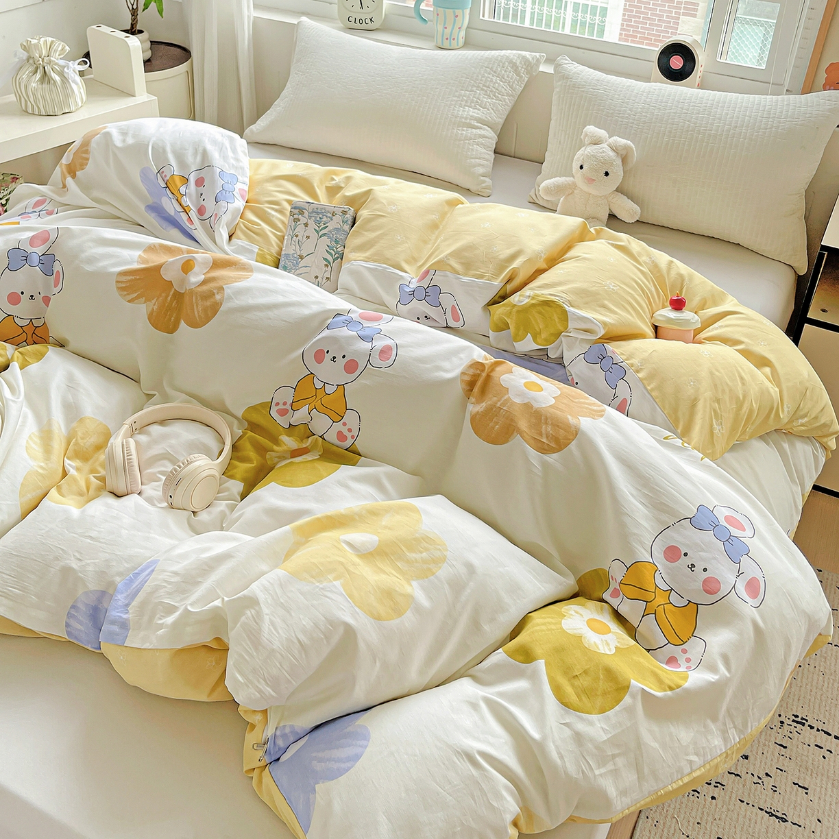 91家纺网 家纺一手货源 找家纺 恩泽家纺 2025新款加厚全棉纯棉印花系列被套单件-单被套 小兔花