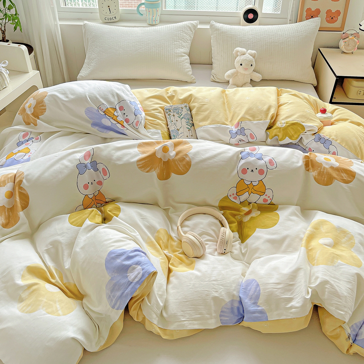 91家纺网 家纺一手货源 找家纺 恩泽家纺 2025新款加厚全棉纯棉印花系列被套单件-单被套 小兔花