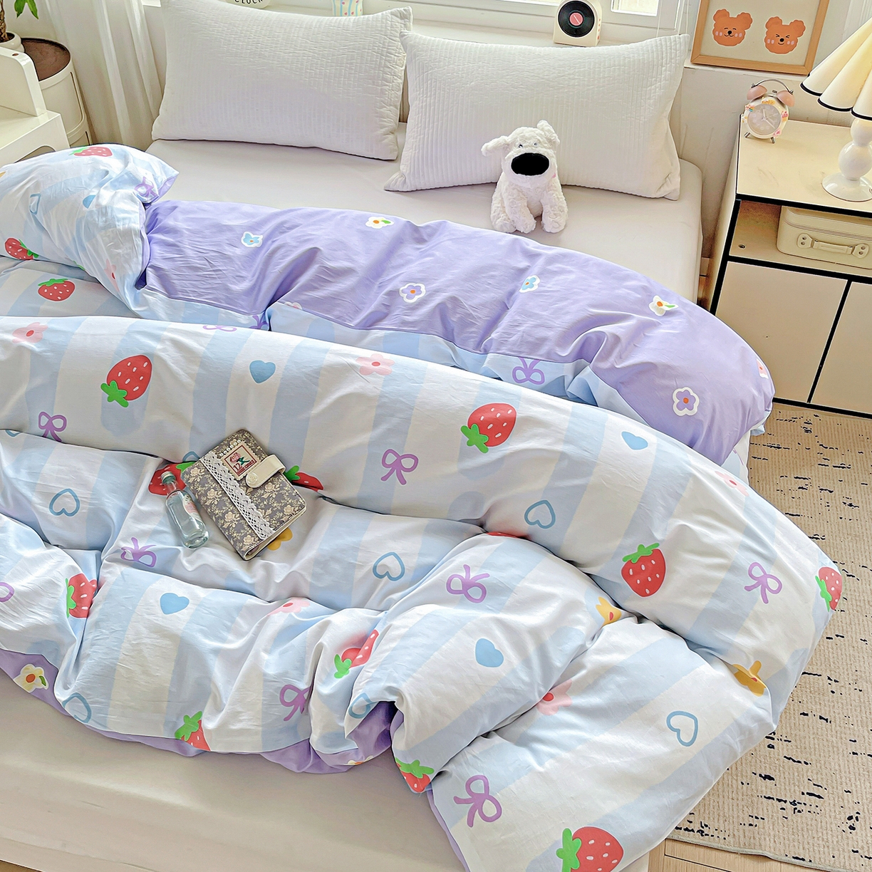 91家纺网 家纺一手货源 找家纺 恩泽家纺 2025新款加厚全棉纯棉印花系列被套单件-单被套 心之恋