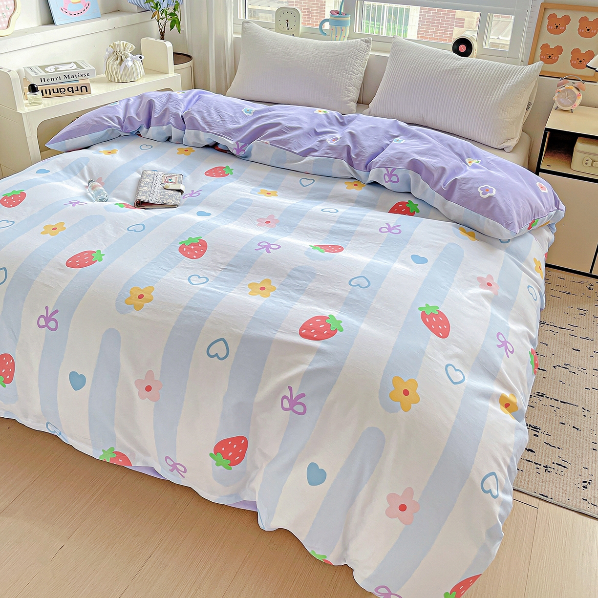 91家纺网 家纺一手货源 找家纺 恩泽家纺 2025新款加厚全棉纯棉印花系列被套单件-单被套 心之恋