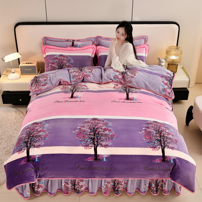 91家纺网 家纺一手货源 找家纺 （总）2025直播爆款印花牛奶绒四件套8斤法莱绒印花四件套