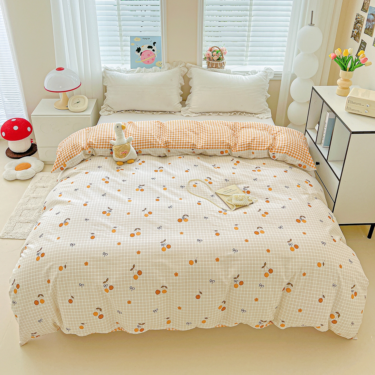 91家纺网 家纺一手货源 找家纺 恩泽家纺 2025新款加厚全棉纯棉印花系列被套单件-单被套 樱桃