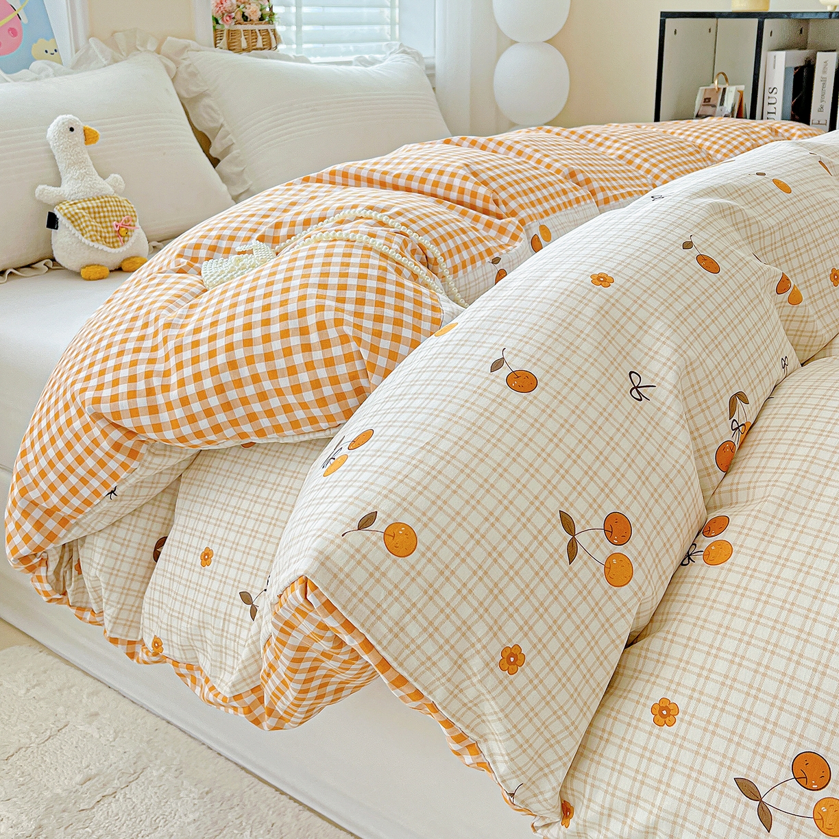 91家纺网 家纺一手货源 找家纺 恩泽家纺 2025新款加厚全棉纯棉印花系列被套单件-单被套 樱桃