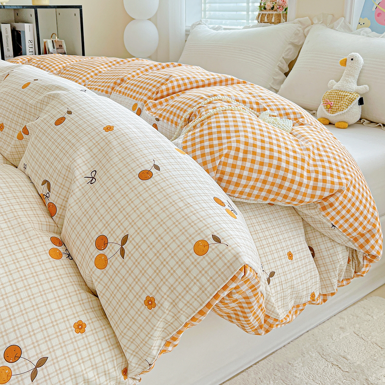 91家纺网 家纺一手货源 找家纺 恩泽家纺 2025新款加厚全棉纯棉印花系列被套单件-单被套 樱桃