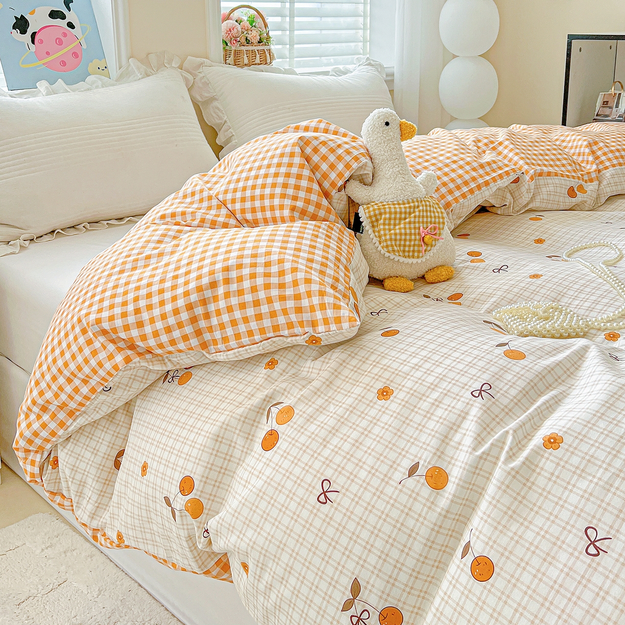 91家纺网 家纺一手货源 找家纺 恩泽家纺 2025新款加厚全棉纯棉印花系列被套单件-单被套 樱桃