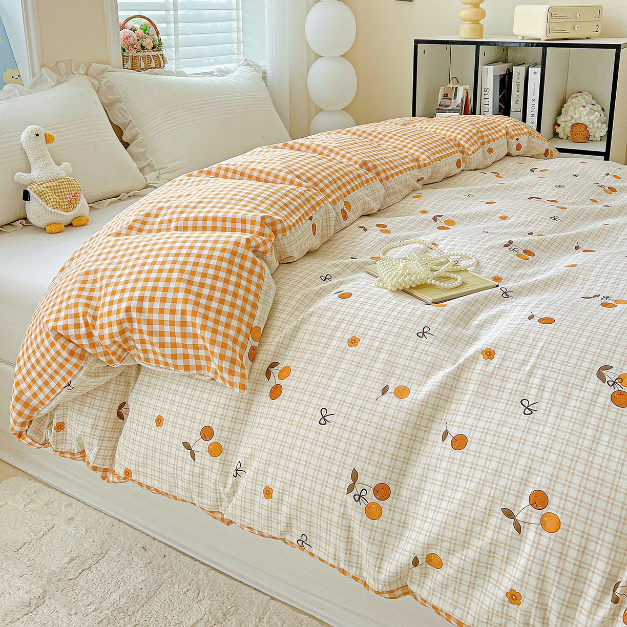 91家纺网 家纺一手货源 找家纺 恩泽家纺 2025新款加厚全棉纯棉印花系列被套单件-单被套 樱桃