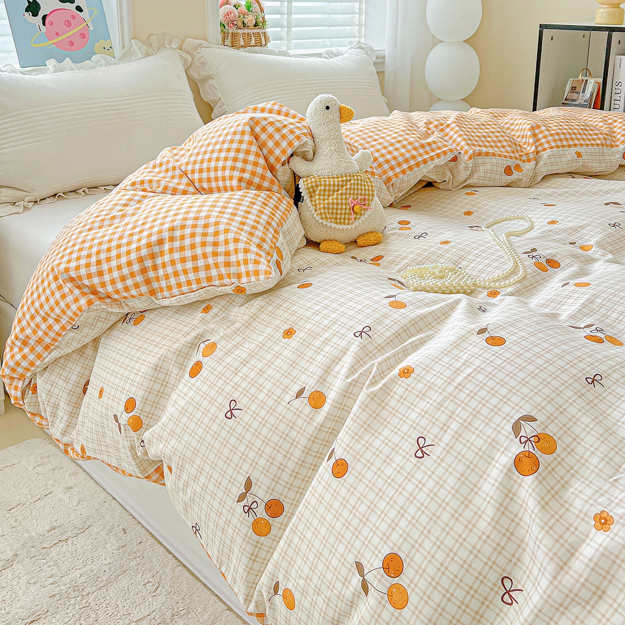 91家纺网 家纺一手货源 找家纺 恩泽家纺 2025新款加厚全棉纯棉印花系列被套单件-单被套 樱桃