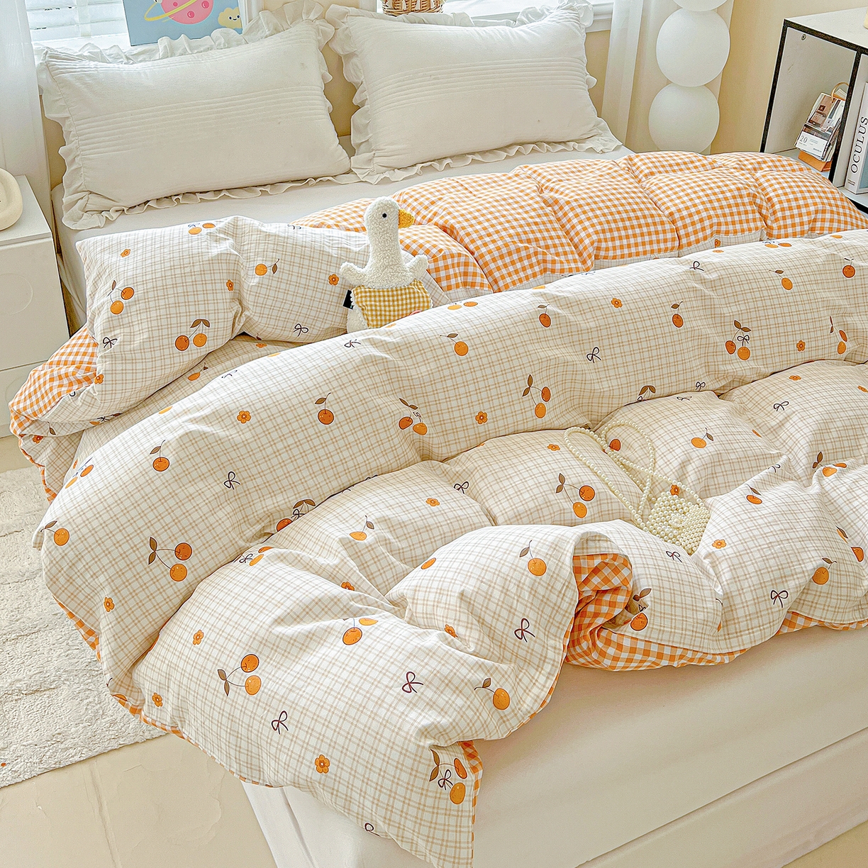 91家纺网 家纺一手货源 找家纺 恩泽家纺 2025新款加厚全棉纯棉印花系列被套单件-单被套 樱桃