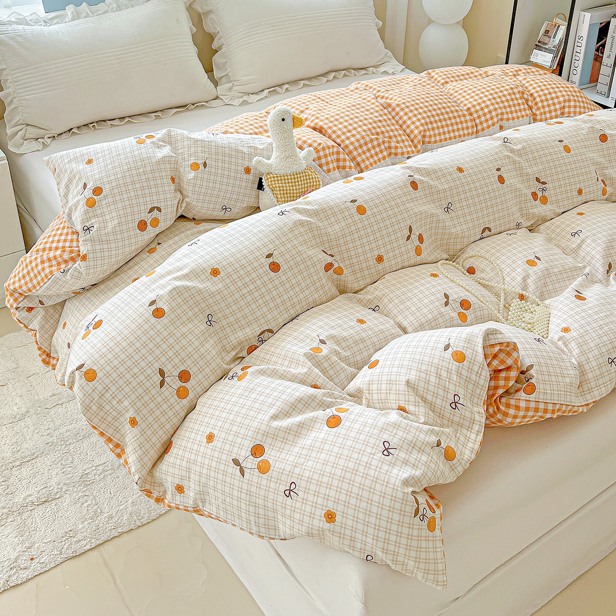 91家纺网 家纺一手货源 找家纺 恩泽家纺 2025新款加厚全棉纯棉印花系列被套单件-单被套 樱桃