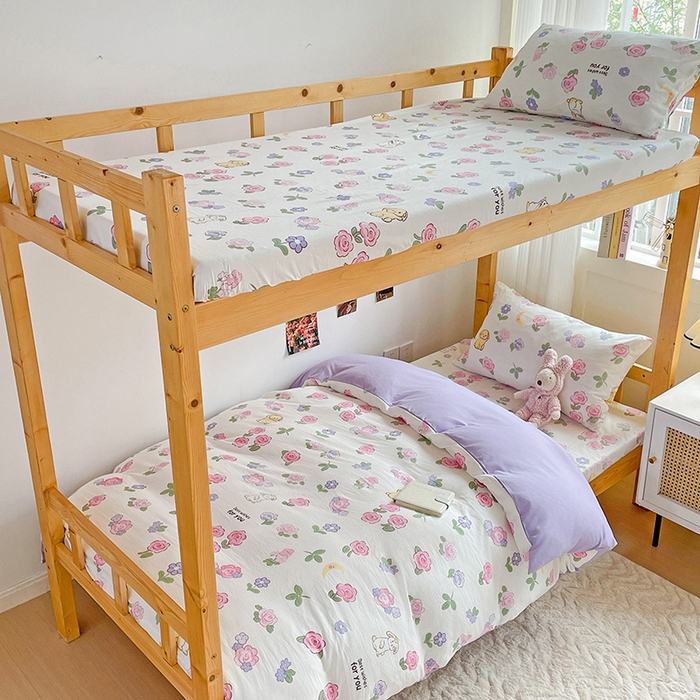 91家纺网 家纺一手货源 找家纺 纽缦家纺 2025新款A类水洗棉学生宿舍三件套上下铺三件套 半眠日记