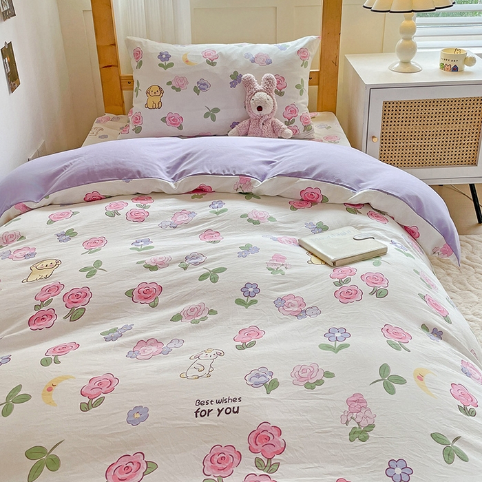 91家纺网 家纺一手货源 找家纺 纽缦家纺 2025新款A类水洗棉学生宿舍三件套上下铺三件套 半眠日记