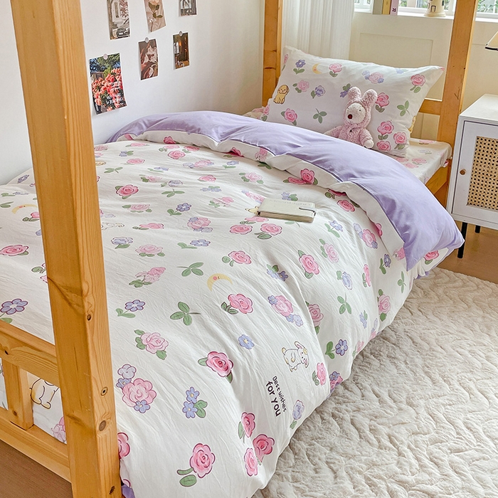 91家纺网 家纺一手货源 找家纺 纽缦家纺 2025新款A类水洗棉学生宿舍三件套上下铺三件套 半眠日记