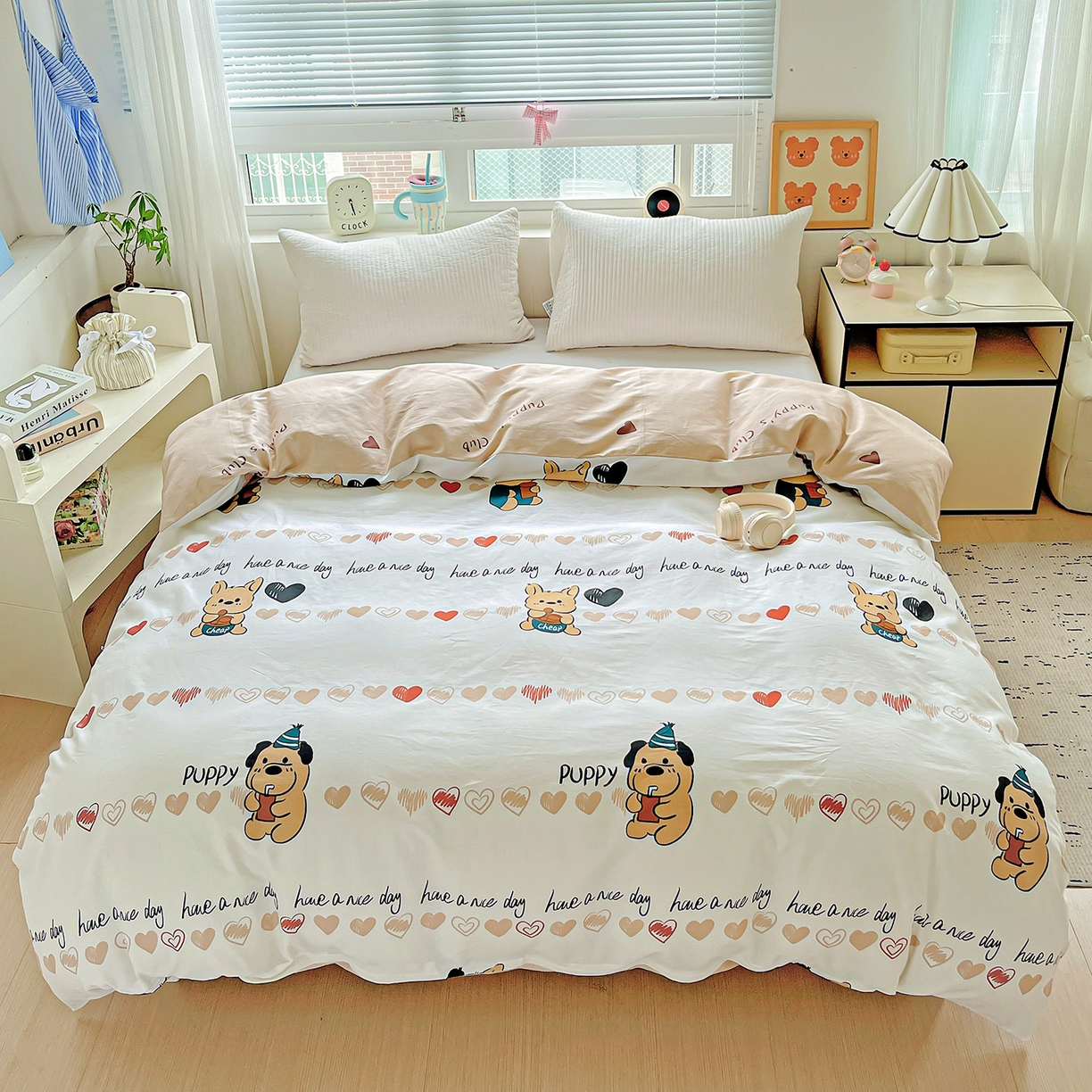 91家纺网 家纺一手货源 找家纺 恩泽家纺 2025新款加厚全棉纯棉印花系列被套单件-单被套 元气狗狗