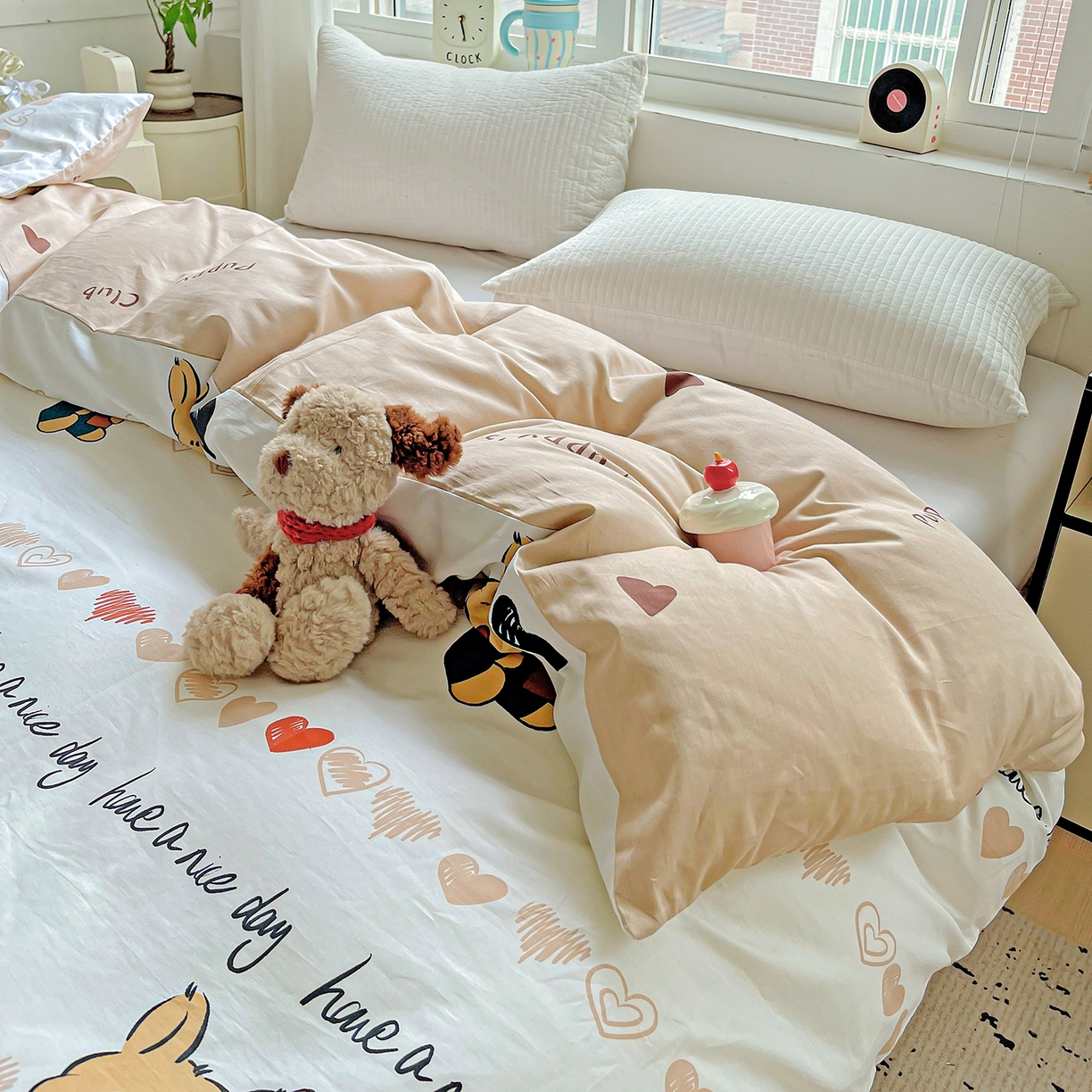 91家纺网 家纺一手货源 找家纺 恩泽家纺 2025新款加厚全棉纯棉印花系列被套单件-单被套 元气狗狗