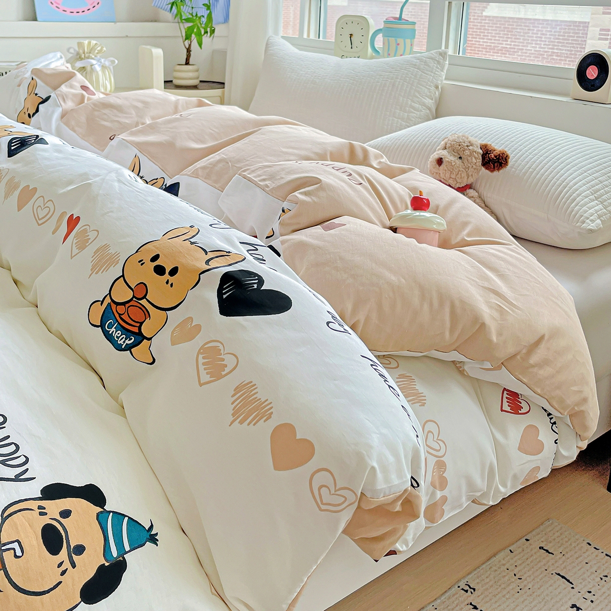 91家纺网 家纺一手货源 找家纺 恩泽家纺 2025新款加厚全棉纯棉印花系列被套单件-单被套 元气狗狗