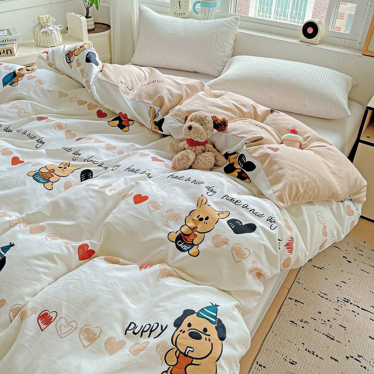 91家纺网 家纺一手货源 找家纺 恩泽家纺 2025新款加厚全棉纯棉印花系列被套单件-单被套 元气狗狗