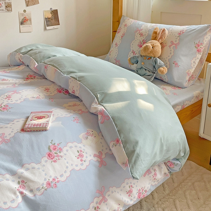 纽缦家纺 2025新款A类水洗棉学生宿舍三件套上下铺三件套 甜雾予月