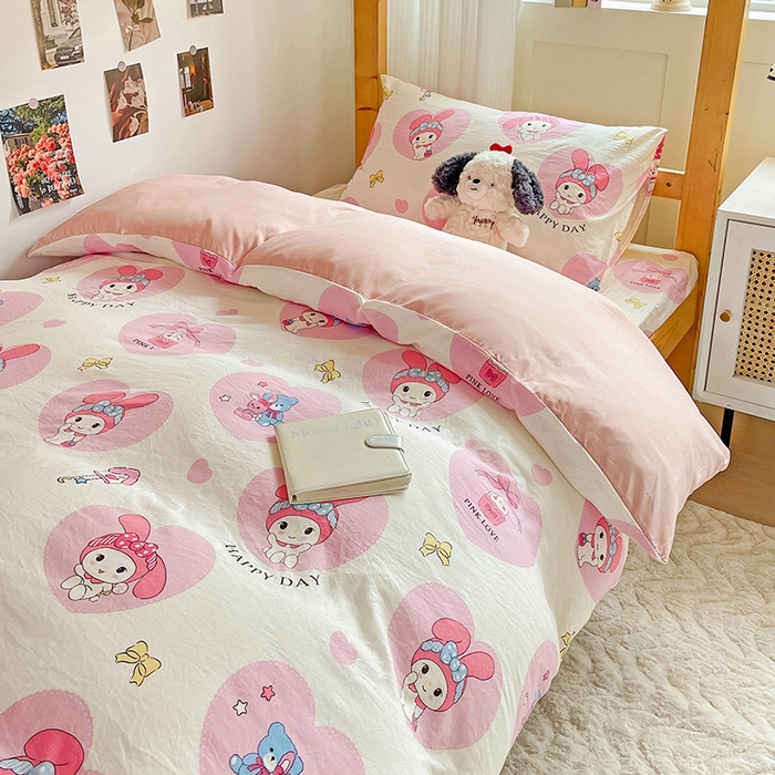 91家纺网 家纺一手货源 找家纺 纽缦家纺 2025新款A类水洗棉学生宿舍三件套上下铺三件套 小恋曲