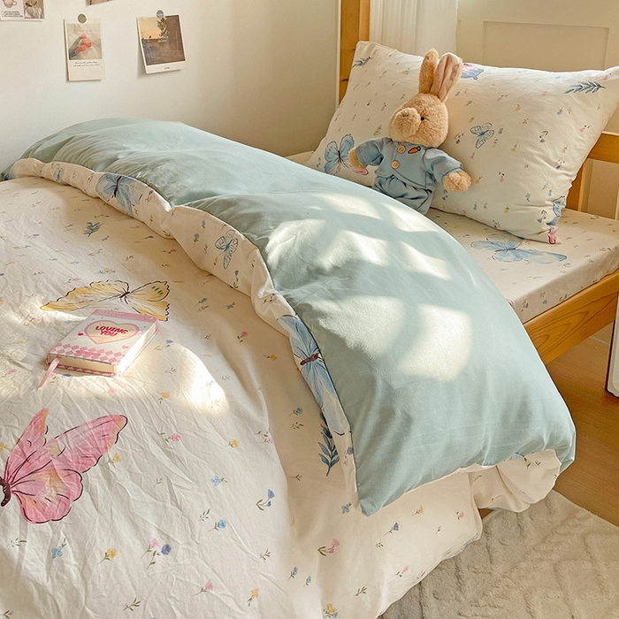 纽缦家纺 2025新款A类水洗棉学生宿舍三件套上下铺三件套 星蝶物语