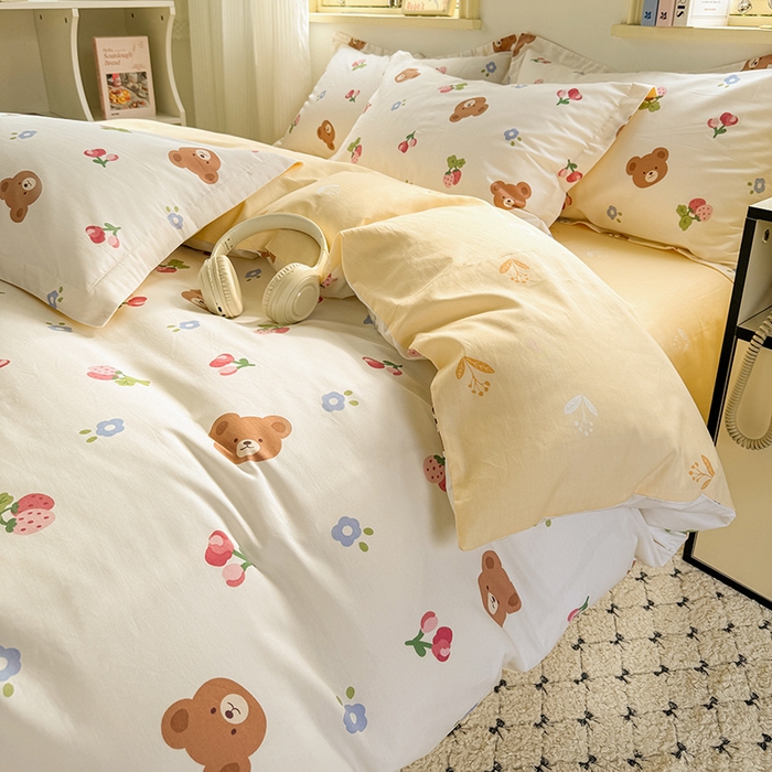 91家纺网 家纺一手货源 找家纺 卓越 工厂直营新款128*68全棉印花斜纹单枕套 熊可爱