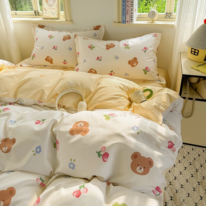 91家纺网 家纺一手货源 找家纺 卓越 工厂直营新款128*68全棉印花斜纹单枕套 熊可爱