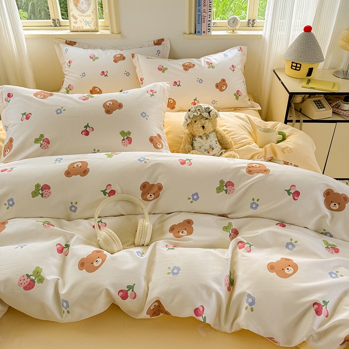 91家纺网 家纺一手货源 找家纺 卓越 工厂直营新款128*68全棉印花斜纹单枕套 熊可爱