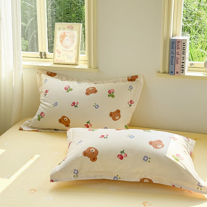 卓越 工厂直营新款128*68全棉印花斜纹单枕套 熊可爱