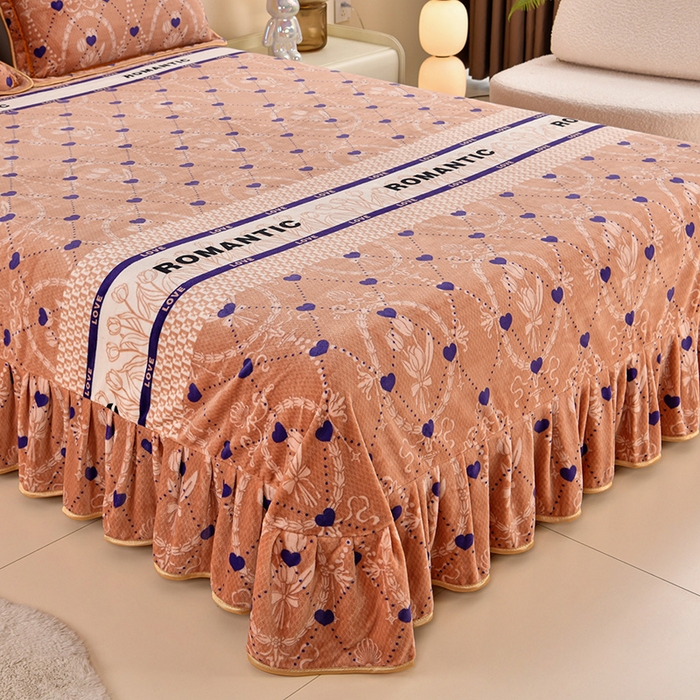 91家纺网 家纺一手货源 找家纺 2025直播爆款印花牛奶绒四件套8斤法莱绒印花四件套 爱心满满