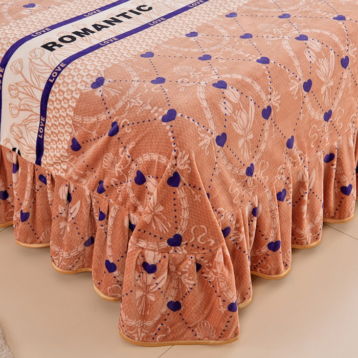 91家纺网 家纺一手货源 找家纺 2025直播爆款印花牛奶绒四件套8斤法莱绒印花四件套 爱心满满