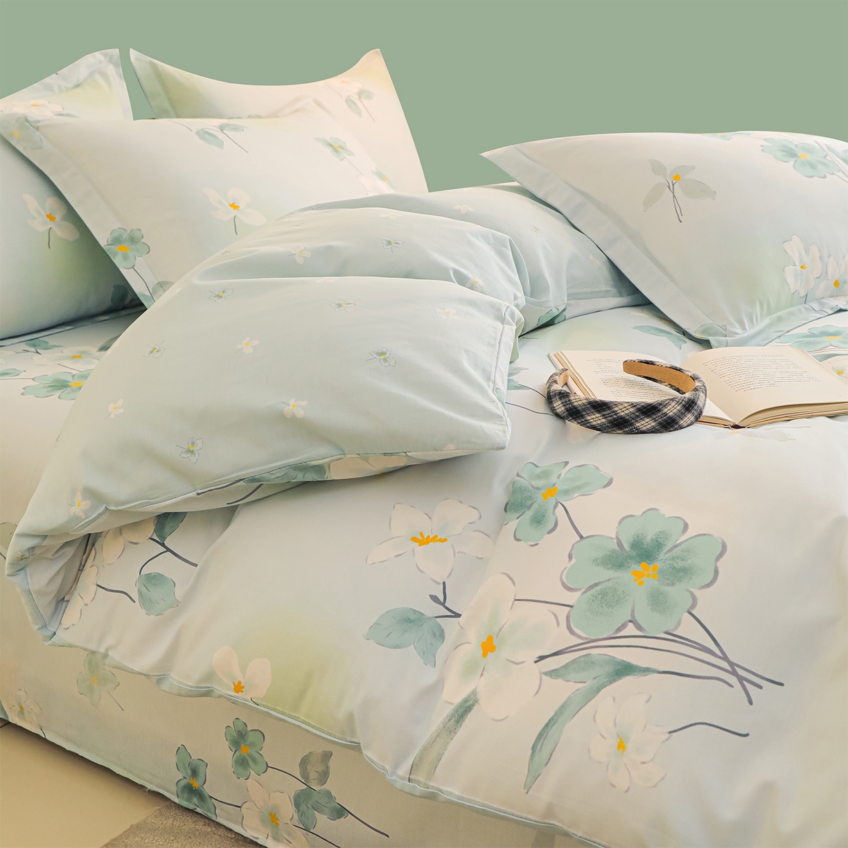 91家纺网 家纺一手货源 找家纺 金鑫汇家纺 2025新款13372全棉纯棉高端数码印花四件套 喜鹊