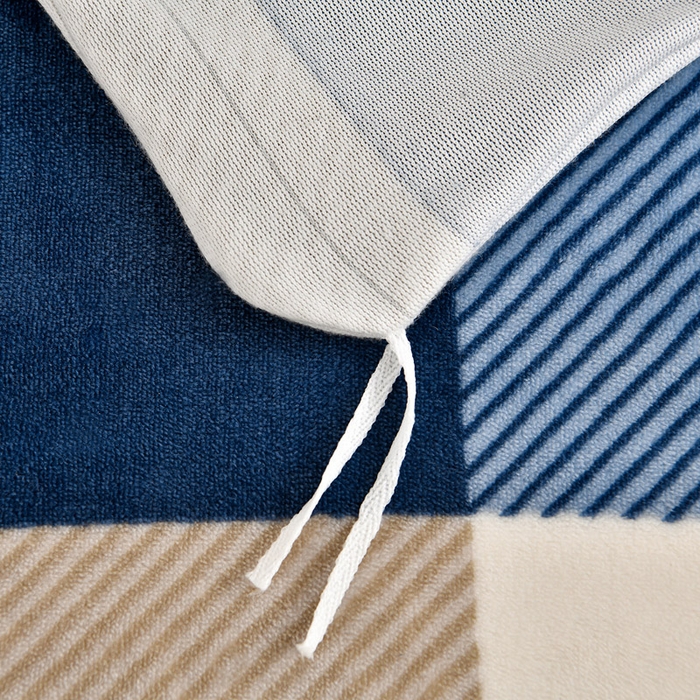 91家纺网 家纺一手货源 找家纺 2025直播爆款印花牛奶绒四件套8斤法莱绒印花四件套蓝大格