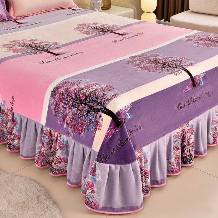 91家纺网 家纺一手货源 找家纺 2025直播爆款印花牛奶绒四件套8斤法莱绒印花四件套 发财树