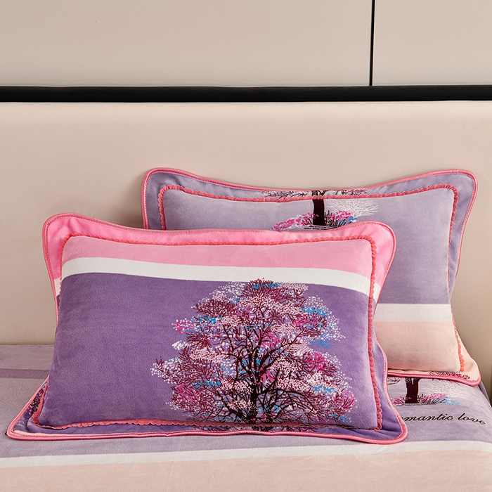 91家纺网 家纺一手货源 找家纺 2025直播爆款印花牛奶绒四件套8斤法莱绒印花四件套 发财树