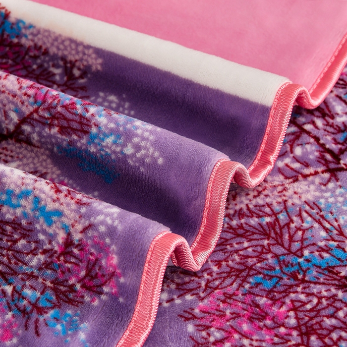 91家纺网 家纺一手货源 找家纺 2025直播爆款印花牛奶绒四件套8斤法莱绒印花四件套 发财树