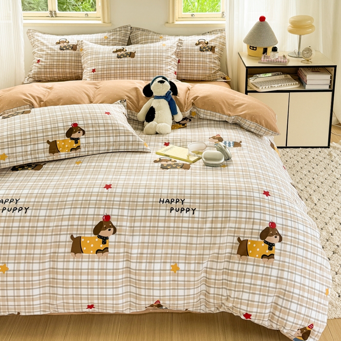 91家纺网 家纺一手货源 找家纺 卓越 工厂直营新款128*68全棉印花斜纹单被套 酷比狗