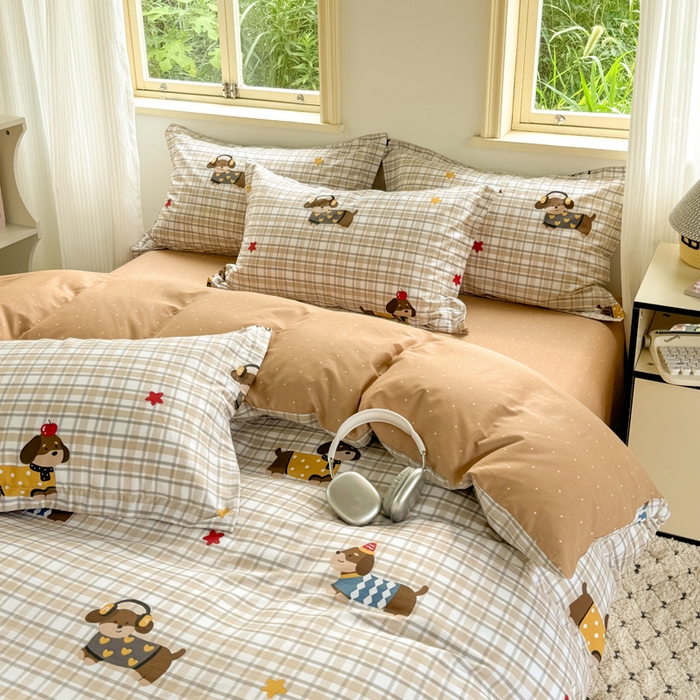 91家纺网 家纺一手货源 找家纺 卓越 工厂直营新款128*68全棉印花斜纹单被套 酷比狗