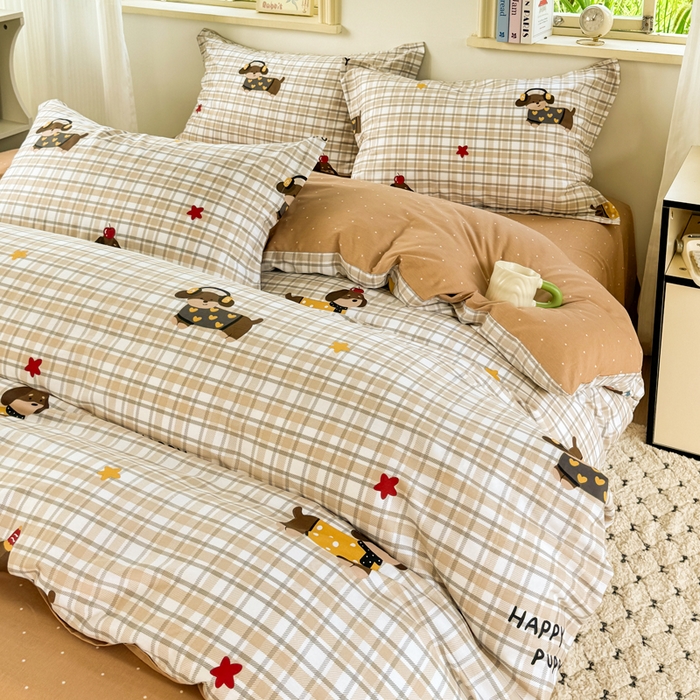 91家纺网 家纺一手货源 找家纺 卓越 工厂直营新款128*68全棉印花斜纹单被套 酷比狗