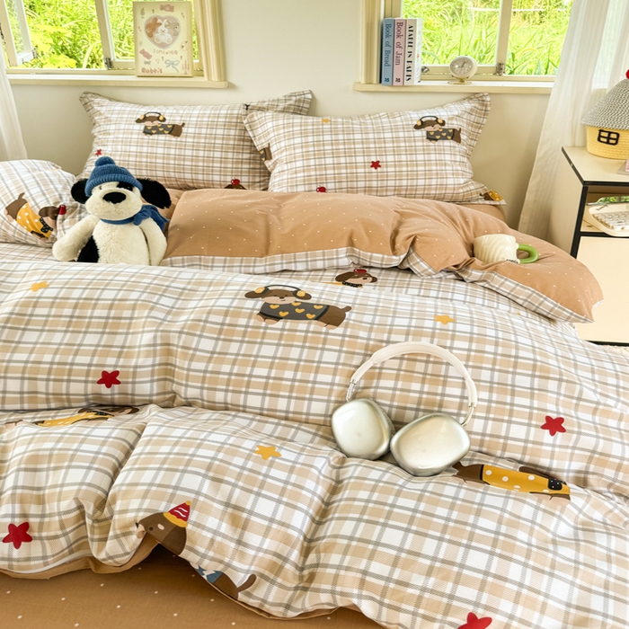 91家纺网 家纺一手货源 找家纺 卓越 工厂直营新款128*68全棉印花斜纹单被套 酷比狗