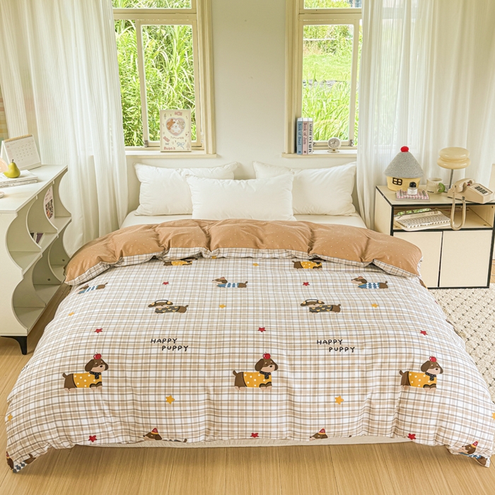 91家纺网 家纺一手货源 找家纺 卓越 工厂直营新款128*68全棉印花斜纹单被套 酷比狗