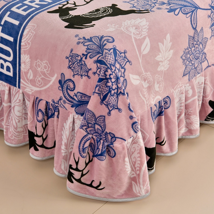 91家纺网 家纺一手货源 找家纺 2025直播爆款印花牛奶绒四件套8斤法莱绒印花四件套 梦幻鹿