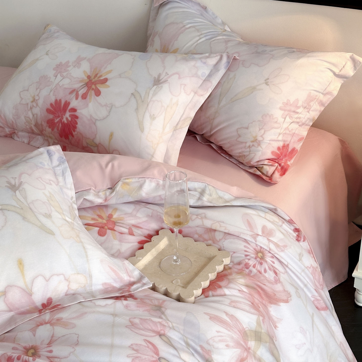 91家纺网 家纺一手货源 找家纺 金鑫汇家纺 2025新款13772全棉纯棉高端数码印花单被套 被套单件 木槿-粉