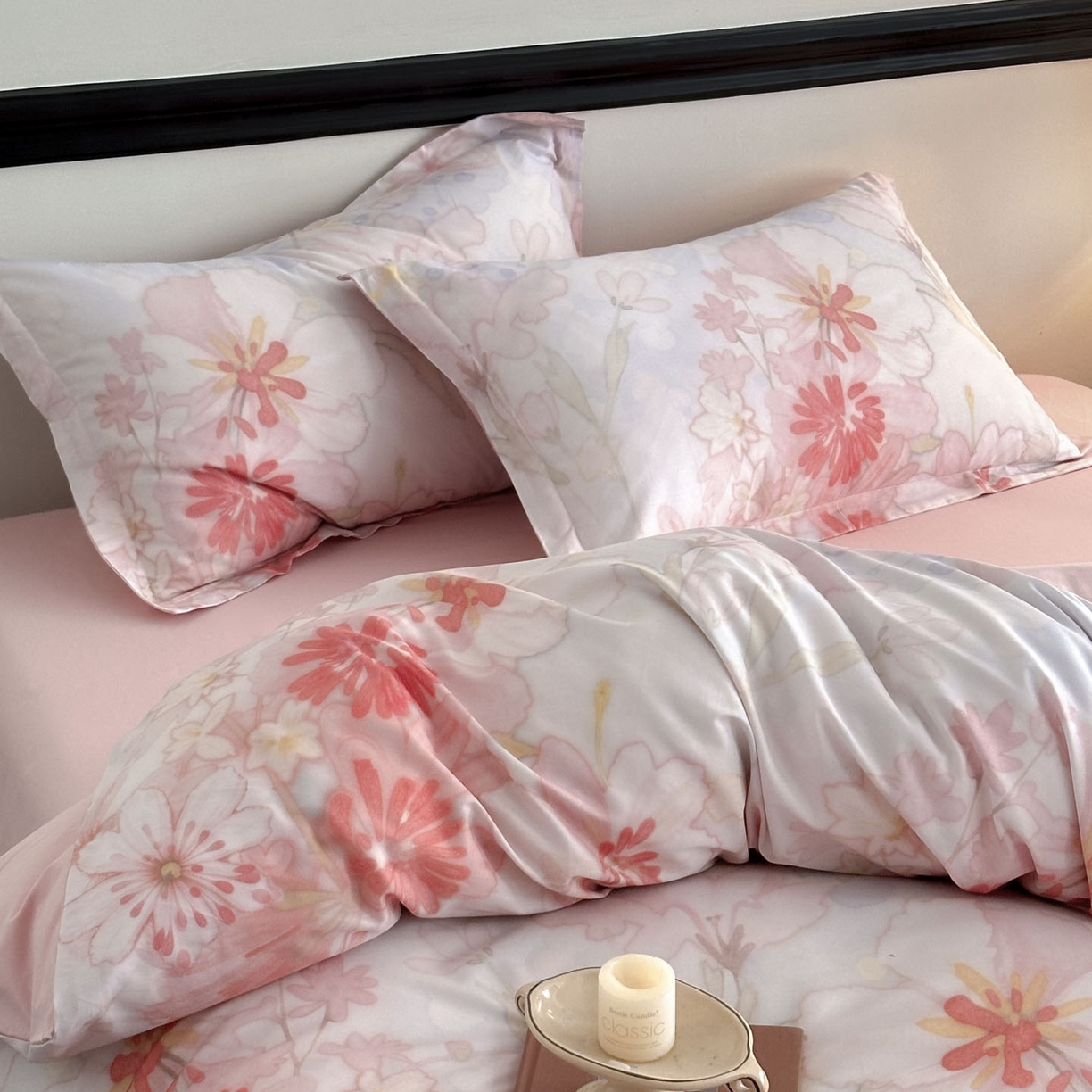 91家纺网 家纺一手货源 找家纺 金鑫汇家纺 2025新款13772全棉纯棉高端数码印花单被套 被套单件 木槿-粉