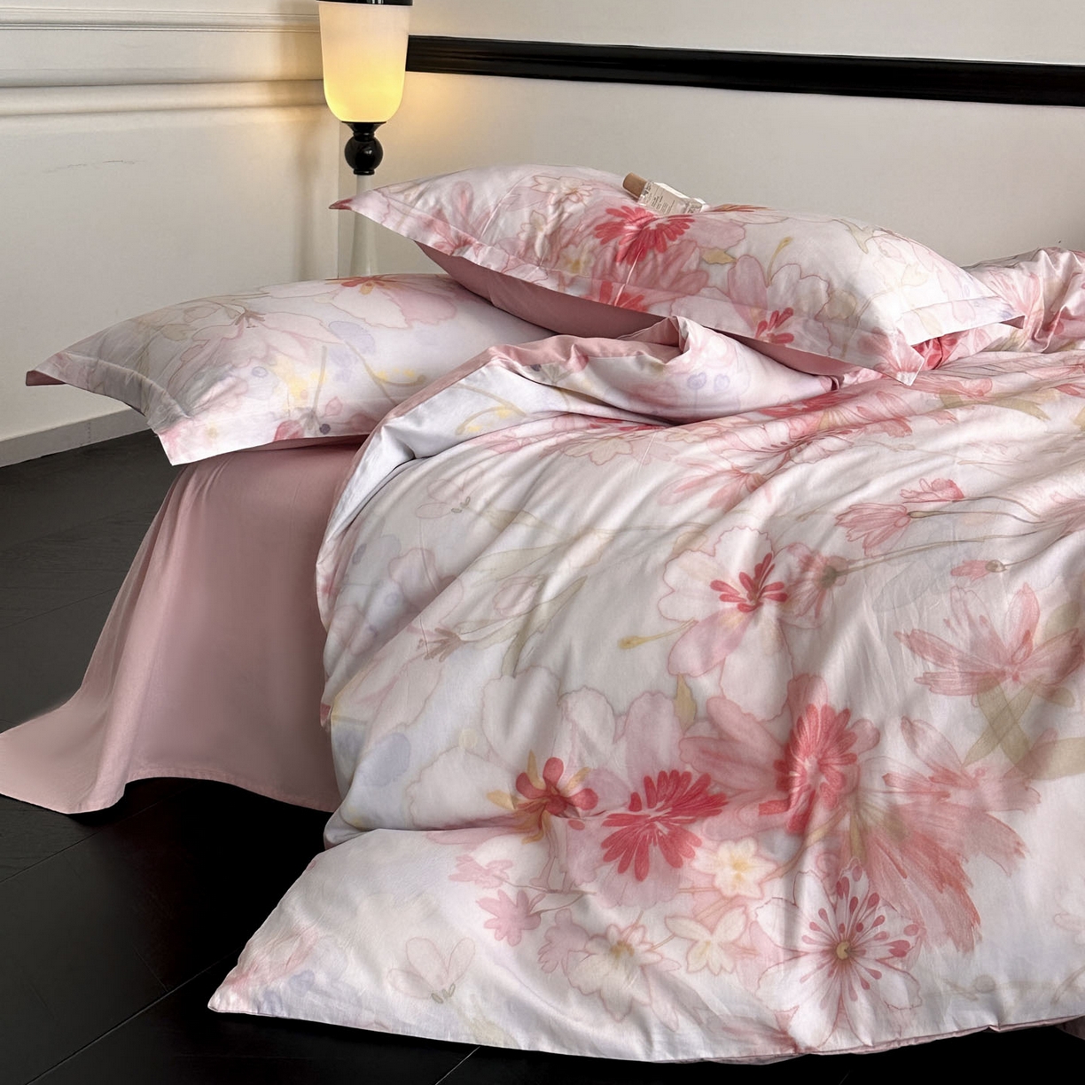 91家纺网 家纺一手货源 找家纺 金鑫汇家纺 2025新款13772全棉纯棉高端数码印花单被套 被套单件 木槿-粉