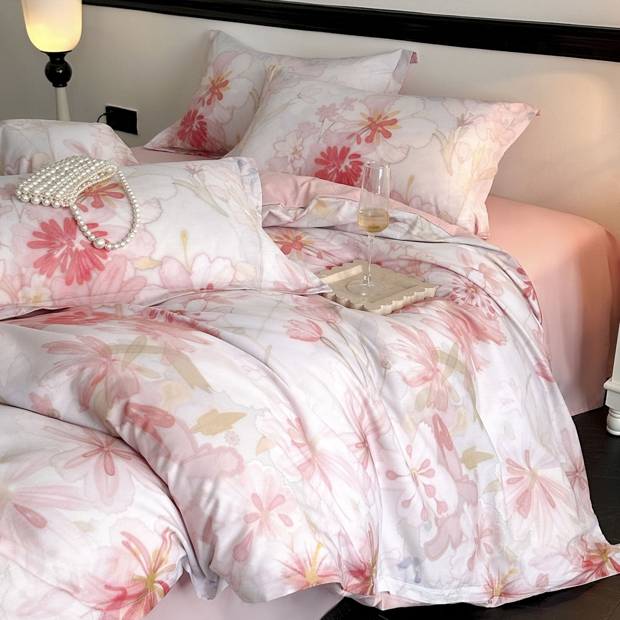 91家纺网 家纺一手货源 找家纺 金鑫汇家纺 2025新款13772全棉纯棉高端数码印花单被套 被套单件 木槿-粉