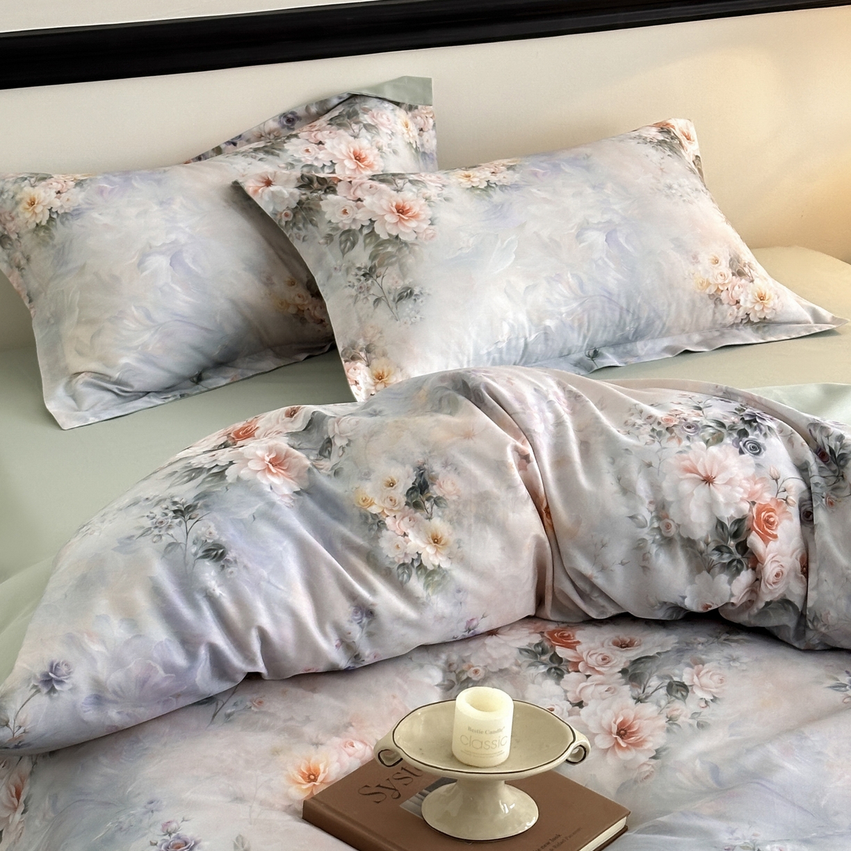 91家纺网 家纺一手货源 找家纺 金鑫汇家纺 2025新款13772全棉纯棉高端数码印花单被套 被套单件 轻梦花海-蓝