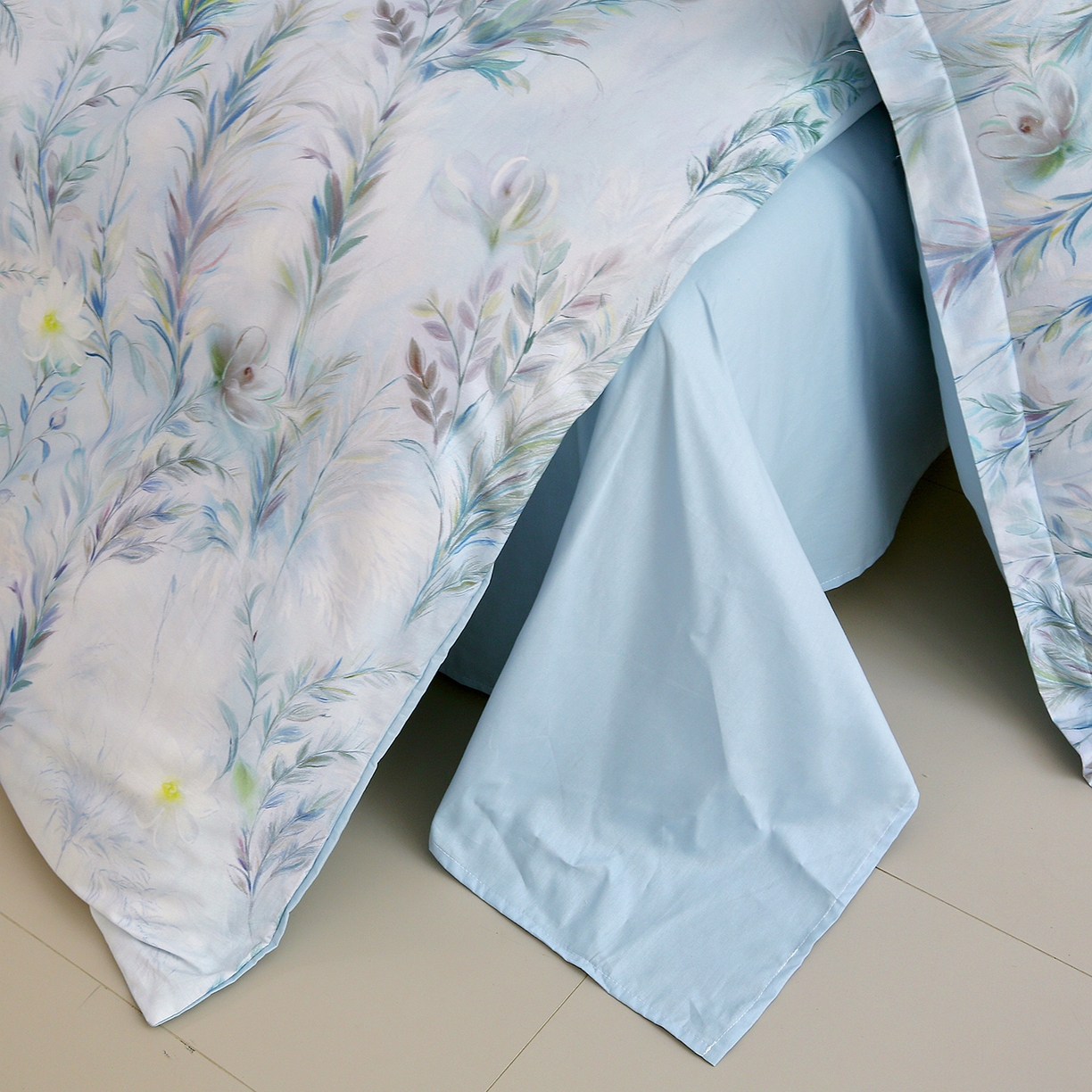 91家纺网 家纺一手货源 找家纺 金鑫汇家纺 2025新款13772全棉纯棉高端数码印花单被套 被套单件 幽兰生香-蓝