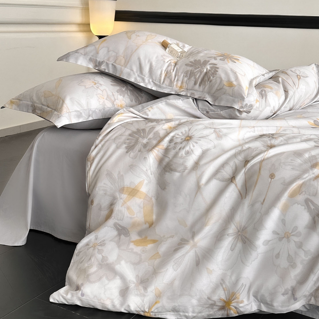 91家纺网 家纺一手货源 找家纺 金鑫汇家纺 2025新款13772全棉纯棉高端数码印花单被套 被套单件 木槿-灰